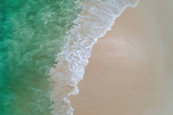 Aerial Top View Beautiful Sea Landscape Beach Wave Turquoise Sea — Stock Photo, Image