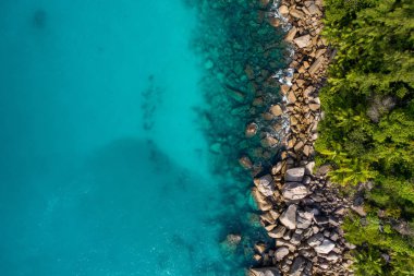 Havadan görünümü de Seyşeller Hint Okyanusu güzel Adası. Drone üzerinden üstten görünüm