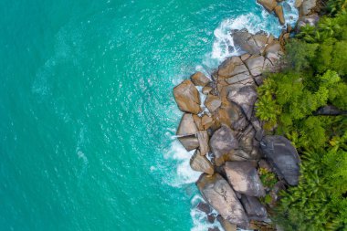 Havadan görünümü de Seyşeller Hint Okyanusu güzel Adası. Drone üzerinden üstten görünüm
