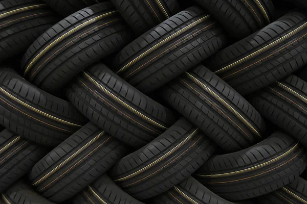 Montón Neumáticos Coche Con Sombra Profunda Vista Ideal Para Fondos — Foto de Stock