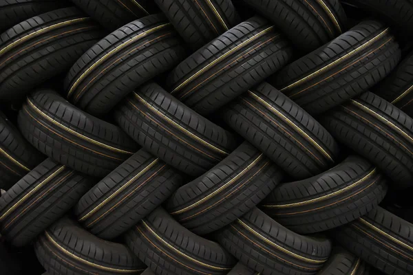 Stack Car Tires Shadow Deep View Great Backgrounds — Stock Photo, Image