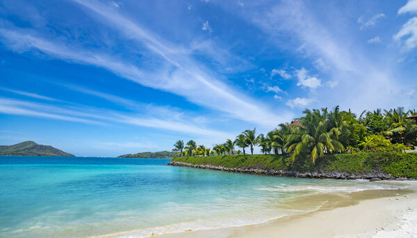 View of Eden Island Mahe Seychelles at sunny weather 