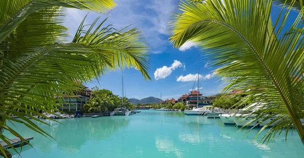 A beautiful view of marina at Eden Island Mahe Seychelles — Stock Photo, Image