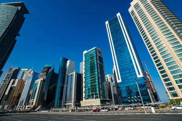 Doha Katar 2019 Západní Zátoka Krásném Modrém Nebi Katarském Dauhá Royalty Free Stock Obrázky