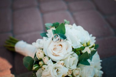 Beyaz Altın Alyans beyaz düğün buket