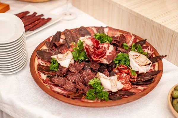 Cortar Diferentes Variedades Carne — Fotografia de Stock