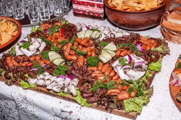 Cortar Diferentes Variedades Carne — Fotografia de Stock