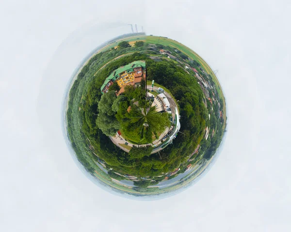 Circulair Panorama Van Stadshuizen Vanaf Heuvel — Stockfoto