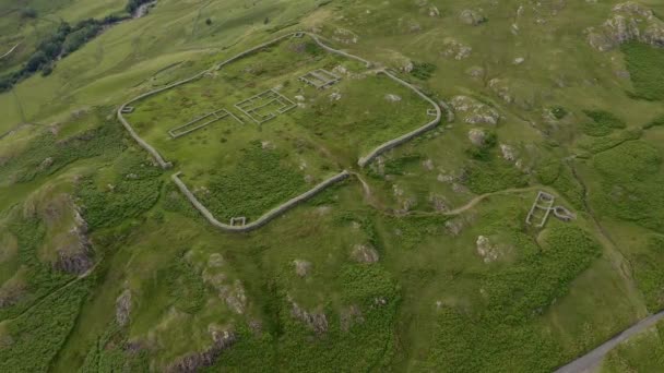 Flygbilder Hardknott Roman Fort Arkeologisk Plats Resterna Det Romerska Fortet — Stockvideo
