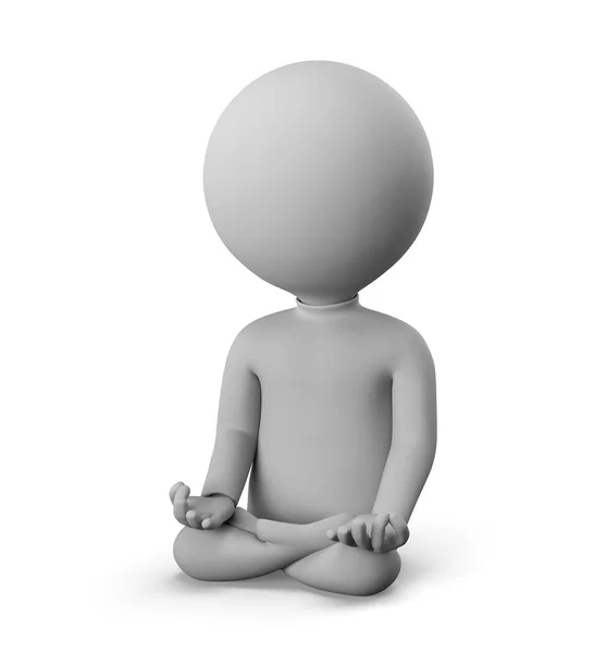 Homem pequeno 3D - pose de meditação — Fotografia de Stock