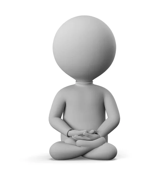 3D small man - meditation — Stock Photo, Image