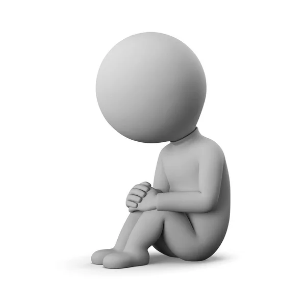 3D small man - sorrow Stock Picture