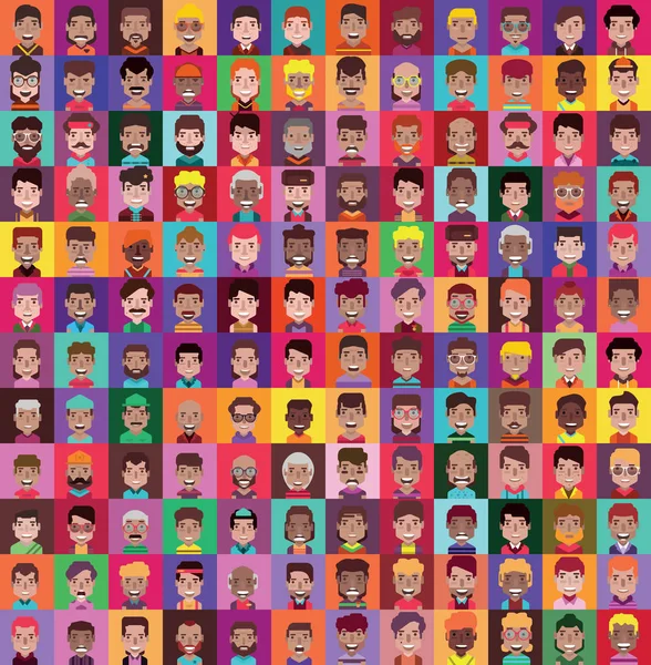 Conjunto de 144 avatares masculinos e femininos em design plano . —  Vetores de Stock