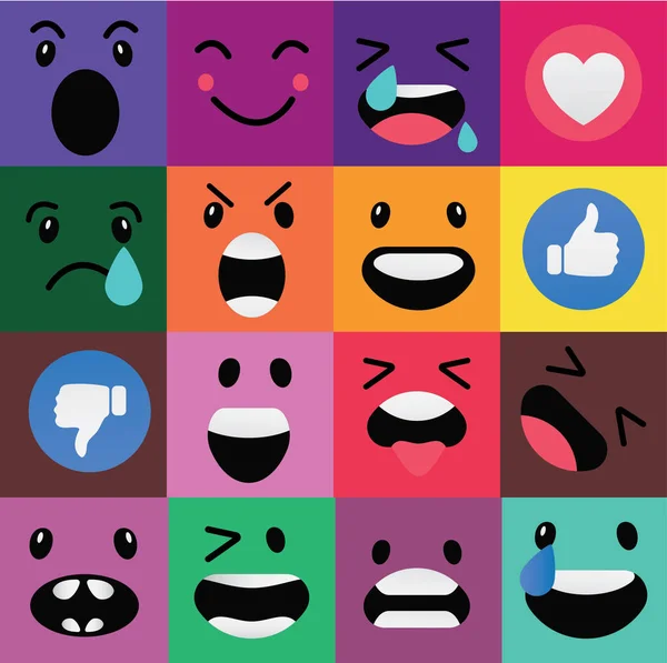 Renkli arka planda sevimli düz avatar yüzleri Koleksiyonu 01