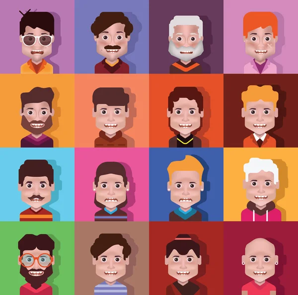 Set di 16 icone avatar 01 — Vettoriale Stock