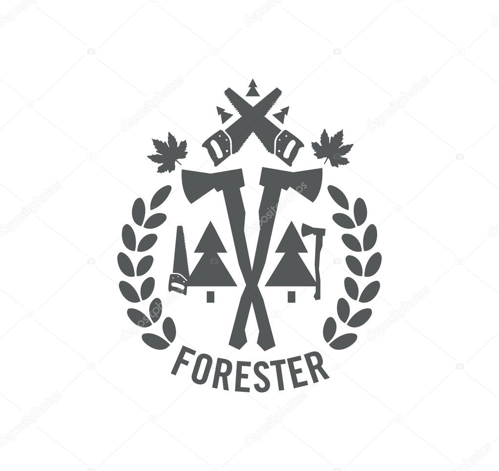 Logo of lumberjack or forester