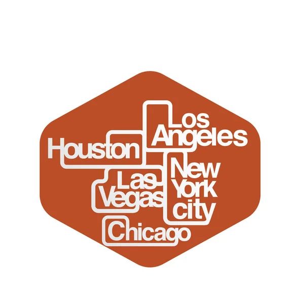 New York, Los angeles, Las vegas, Chikago, Huston etiket amblemi