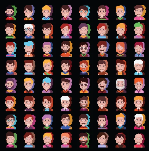 Siyah arka plan 01 64 yüksek kaliteli avatar simgeleri kümesi