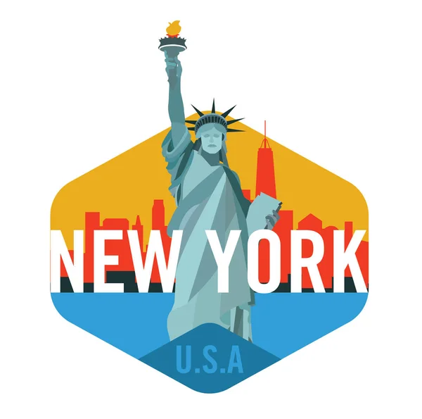 New York City logo design avec Statue de la Liberté — Image vectorielle