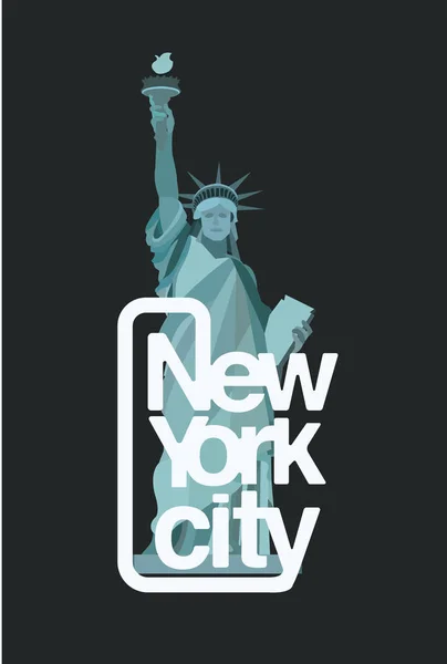 New York City logo design avec Statue de la Liberté — Image vectorielle