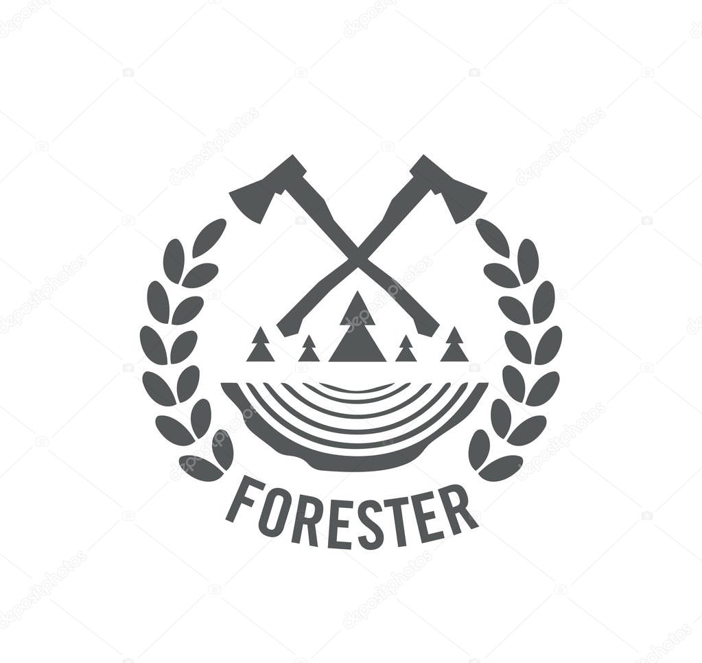 Logo of lumberjack, forester