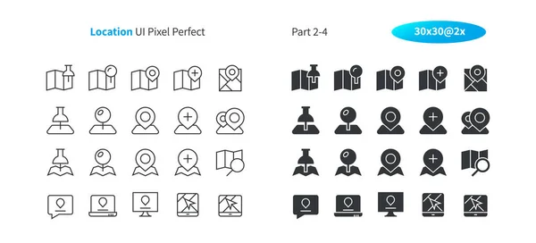 Helyen Pixel Tökéletes Jól Kialakított Vektor Vékony Vonal Szilárd Ikonok — Stock Vector