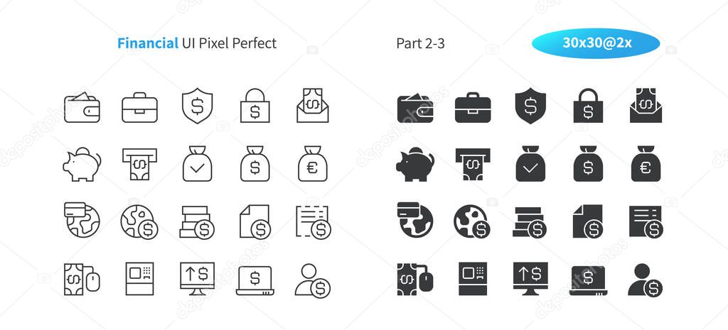 Financial UI Pixel Perfect Well-crafted Vector Thin Line And Solid Icons 30 2x Grid for Web Graphics and Apps. Simple Minimal Pictogram 