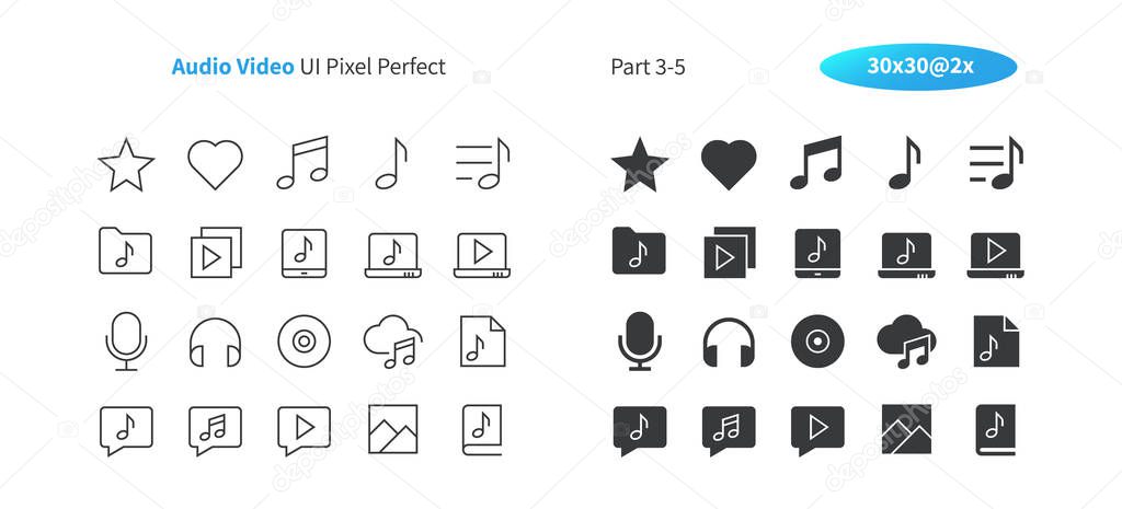 Audio Video UI Pixel Perfect Well-crafted Vector Thin Line And Solid Icons 30 2x Grid for Web Graphics and Apps. Simple Minimal Pictogram 