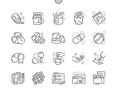 Hap iyi hazırlanmış piksel mükemmel vektör ince çizgi simgeler 30 2 x kılavuz Web grafikleri ve Apps. Basit en az piktogram