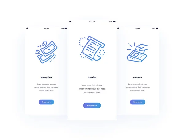 Денежные Потоки Счета Фактуры Платежные Вертикальные Карты Сильными Метафорами Шаблон — стоковый вектор