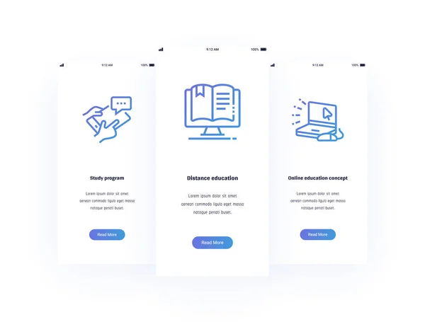 Programa Estudo Educação Distância Conceito Educação Line Cartões Verticais Com —  Vetores de Stock