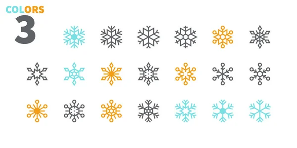 Reihe Von Schneeflocken Linie Symbole Auf Weißem Hintergrund — Stockvektor