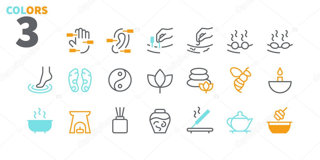 Set of alternative medicine line icons on white background