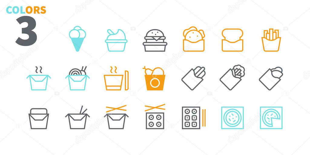 Set of Take Out Food line icons on white background