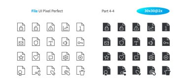 Dosya UI piksel mükemmel iyi hazırlanmış vektör ince çizgi ve düz simgeler 30 2 x kılavuz Web grafikleri ve Apps. Basit en az piktogram Bölüm 4-4