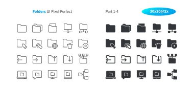 Klasör UI piksel mükemmel iyi hazırlanmış vektör ince çizgi ve düz simgeler 30 2 x kılavuz Web grafikleri ve Apps. Basit en az piktogram Bölüm 1-4
