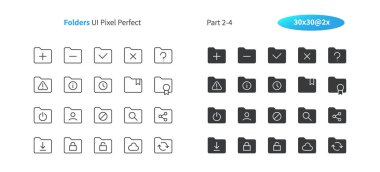 Klasör UI piksel mükemmel iyi hazırlanmış vektör ince çizgi ve düz simgeler 30 2 x kılavuz Web grafikleri ve Apps. Basit en az piktogram Bölüm 2-4