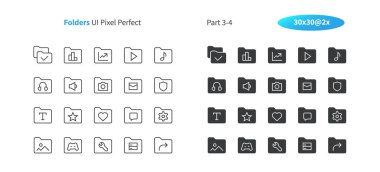 Klasör UI piksel mükemmel iyi hazırlanmış vektör ince çizgi ve düz simgeler 30 2 x kılavuz Web grafikleri ve Apps. Basit en az piktogram Bölüm 3-4