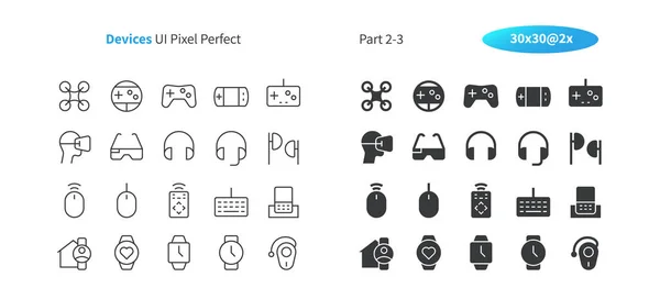 Devices Pixel Perfect Well Crafted Vector Thin Line Solid Icons — Stock Vector