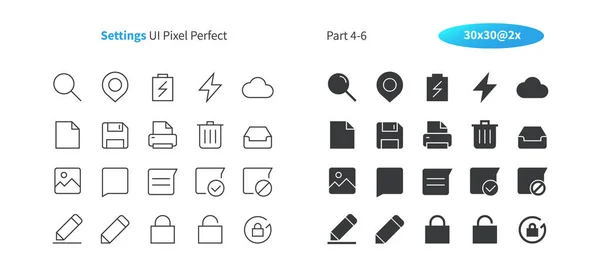 Beállítások Pixel Tökéletes Jól Kialakított Vektor Vékony Vonal Szilárd Ikonok — Stock Vector
