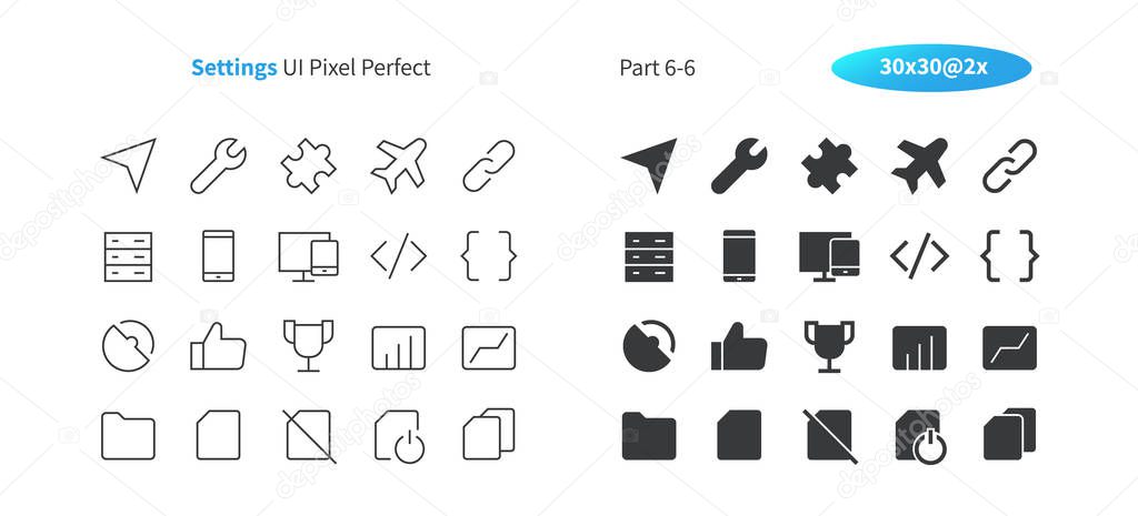 Settings UI Pixel Perfect Well-crafted Vector Thin Line And Solid Icons 30 2x Grid for Web Graphics and Apps. Simple Minimal Pictogram Part 6-6