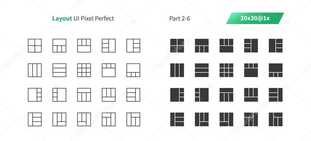 Layout UI Pixel Perfect Well-crafted Vector Thin Line And Solid Icons 30 1x Grid for Web Graphics and Apps. Simple Minimal Pictogram Part 2-6
