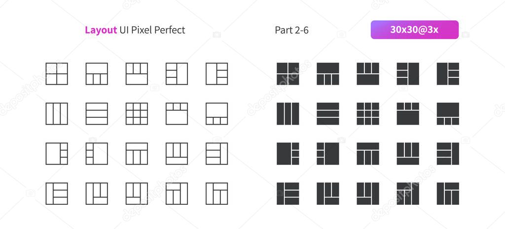 Layout UI Pixel Perfect Well-crafted Vector Thin Line And Solid Icons 30 3x Grid for Web Graphics and Apps. Simple Minimal Pictogram Part 2-6