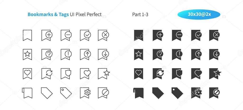 Bookmarks & Tags UI Pixel Perfect Well-crafted Vector Thin Line And Solid Icons 30 2x Grid for Web Graphics and Apps. Simple Minimal Pictogram Part 1-3