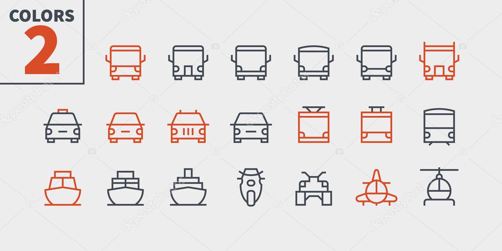 Transport Front View Outlined Pixel Perfect Well-crafted Vector Thin Line Icons.
