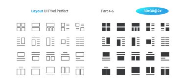 Düzen UI piksel mükemmel iyi hazırlanmış vektör ince çizgi ve düz simgeler 