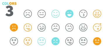 Duygular UI piksel mükemmel iyi hazırlanmış vektör ince çizgi simgeler  