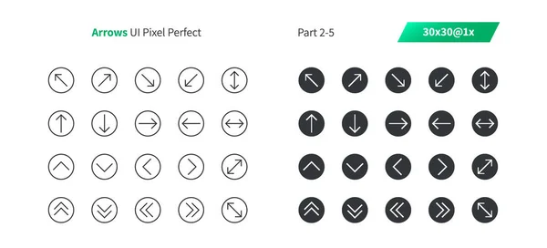 Pfeile Pixel Perfekte Gut Durchdachte Vektor Dünne Linie Und Solide — Stockvektor