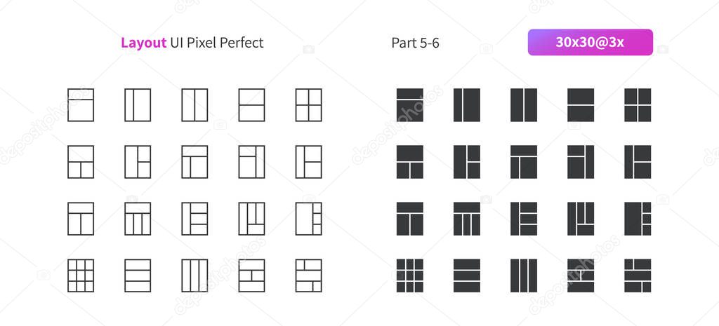 Layout UI Pixel Perfect Well-crafted Vector Thin Line And Solid Icons 