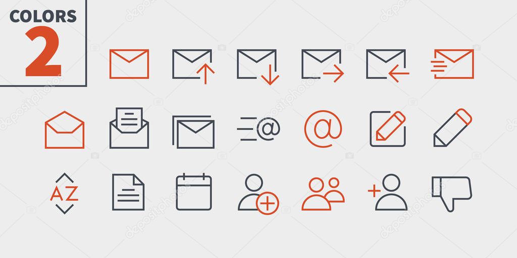 Email UI Pixel Perfect Well-crafted Vector Thin Line Icons  